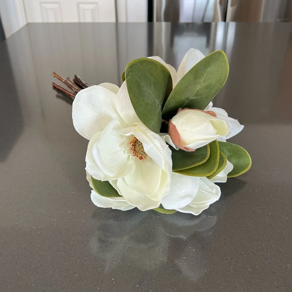 Pier 1 White and Green Faux Magnolia Bouquet